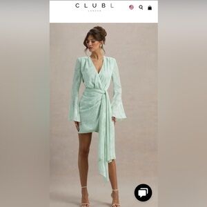 Club L London Mint Wrap Dress